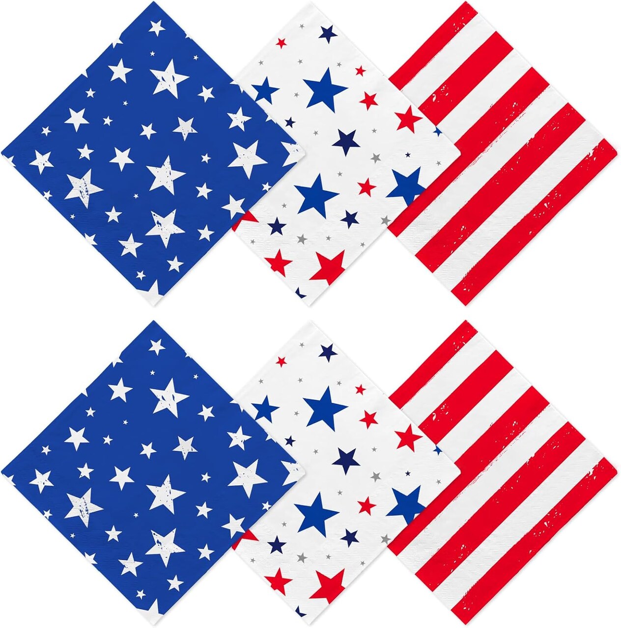 4th of July Party Supplies Set - American Flag Patriotic Theme Kit for Independence & Election Day Decorations,Disposable Paper Napkins for Patriotic & 4th of July Party Decorations,48 Pack
